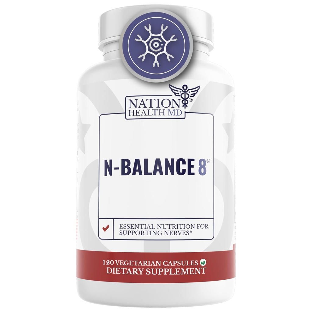 N-Balance8 - 神经支持公式 - 神经支持补充,配有Alpha Lipoic Acid,Benfotiamine和ALA - 神经健康补充,男女,60 Capsules