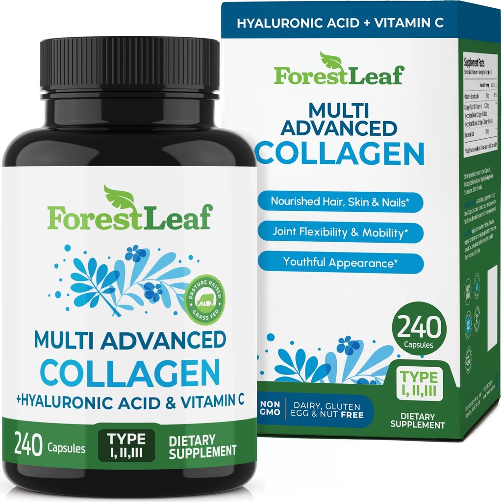 林叶多烯烃-Collagen Men & Collagen Women - 用维生素C & Hyaluronic酸水解Collagen补充剂-Collagen Capsules for hair, Skin & Nails (240 Peptide Capsules) (英语).