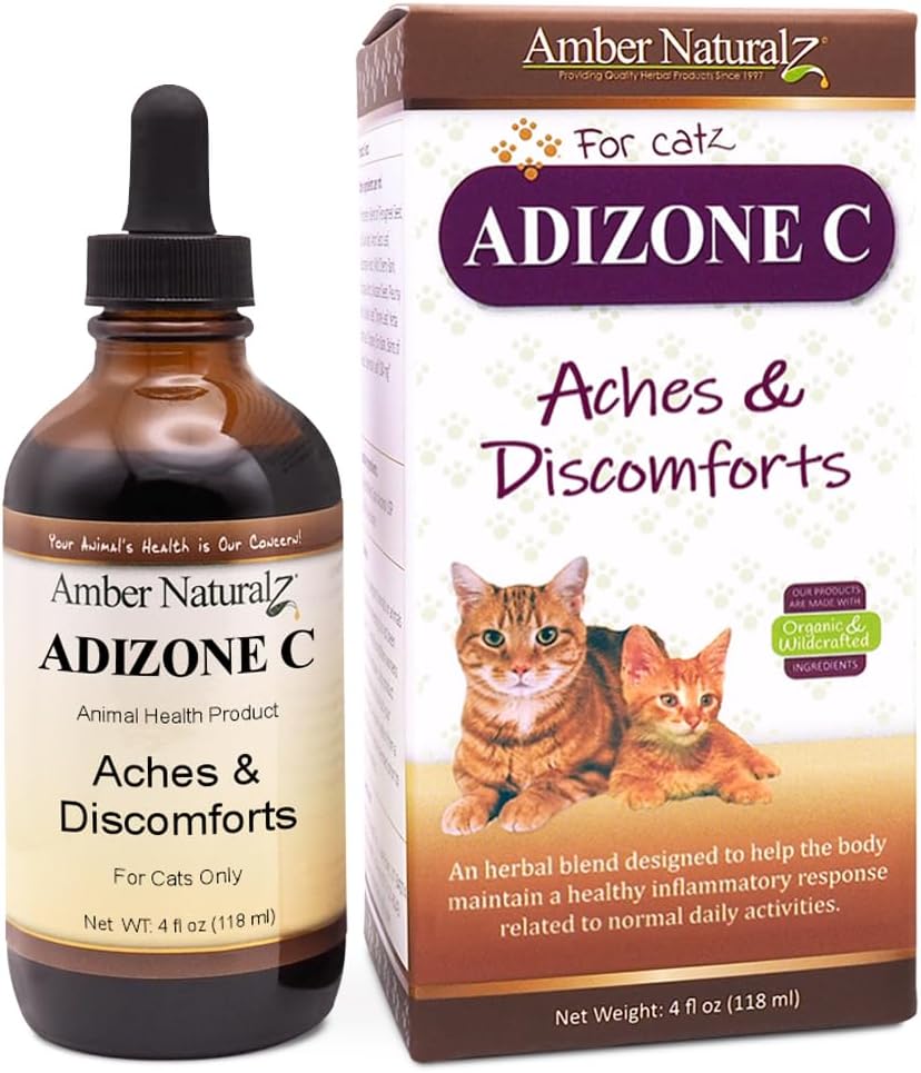 Amber NaturalZ Adizone C 猫的草药补充剂 QQ支持健康炎症反应,偶尔不适,以及正常的联合功能 QQ 主动和衰老的Felines 的天然援助