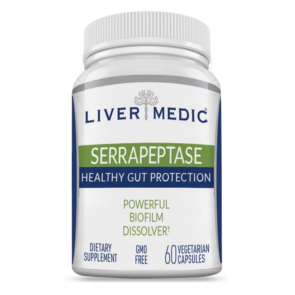 Serrapeptase 纯消化酶 蛋白质解酶 肠胃 皮质 健康脂肪保护 维冈 肝脏 支持补充 Sinus,呼吸和Gut Health NonGMO (60 Caps)