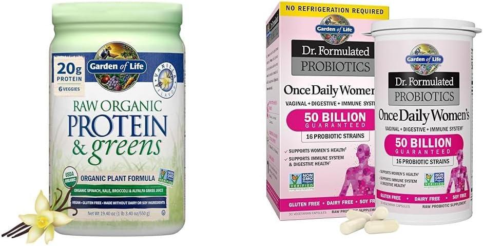 生命花园 原始有机蛋白和绿素 香草 - Vegan 蛋白粉 女性和博士 配制的妇女配方生素