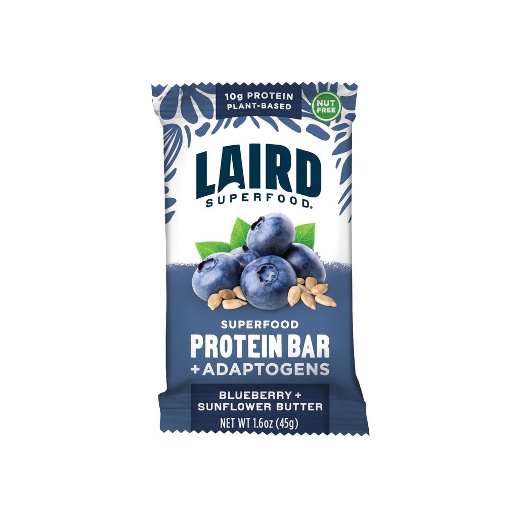 Laird Superfood 功能蛋白棒,蛋白棒,但与真材料比较好,功能蘑菇 10g 植物基蛋白,6g Fiber,蓝莓葵花叶,10 Counter (Pack of 1).