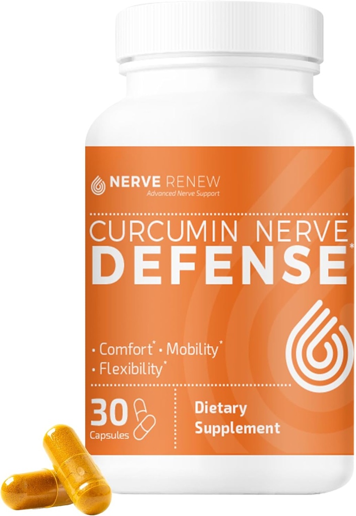 NERVE RENEW Curcumin Nerve Defense 配有 Meriva Curcumin Phytosome 用于完整的 Nerve Nourishment 和 Comfort - 优化 Curcumin 与 黑胡椒 提取 - 30 Capsules