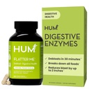 HUM Flatter Me Digestive Enzymes for Women & Menguage, 与姜和辣椒薄荷叶(Ginger & Peppermint Leaf)的消化健康团补充, 快速代理 Anti Bloat Pills 多酶 for Debloating, Vegan, 60 Capsules