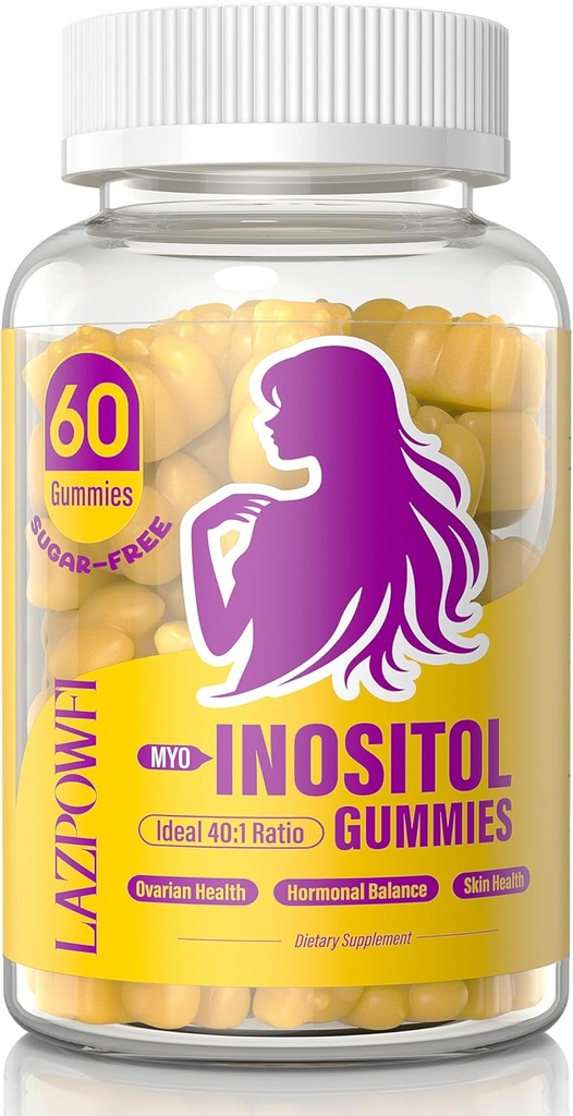 Inositol Gummys配有Myo-Inositol & D-Chiro Inositol,维生素D3,Magnesium Glycnit & Zinc - 理想40:1 比例 - 30日供应-96
