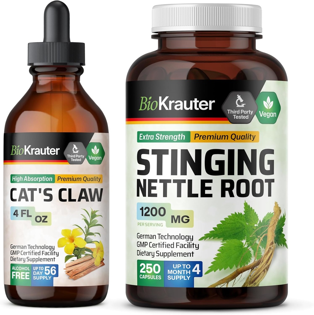 BIO KRAUTER 猫爪叮当 4 Fl. Oz. & Sting Nettle 250 Capsules.