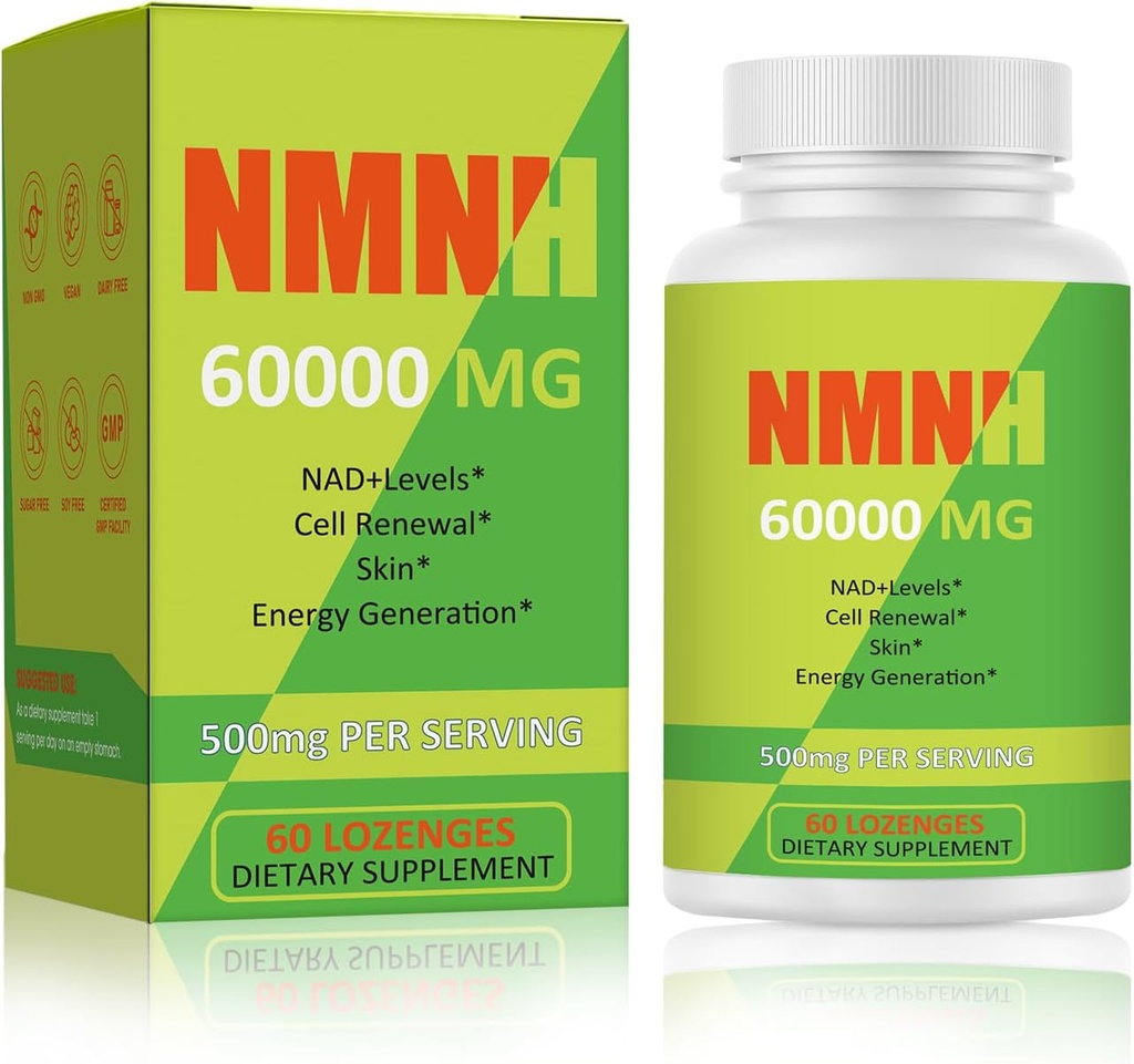 NMNH 500mg(二氢亚硝基胺单核苷酸),NMN 与NR,TMG,Resveratrol,COQ10,NAD 补充,能源,Boost NAD+的替代品 等级, 60个卡普勒