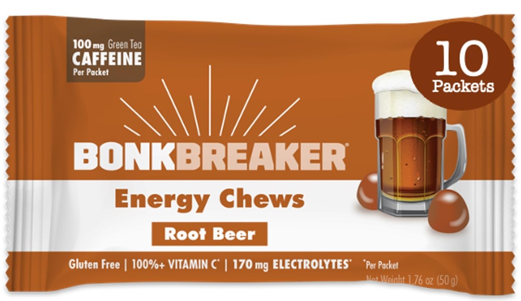Bonk Breaker Energy Chews,无乳品, Gluten-Free Informes 提供快速能源和焦点, 1盒10包,根啤酒