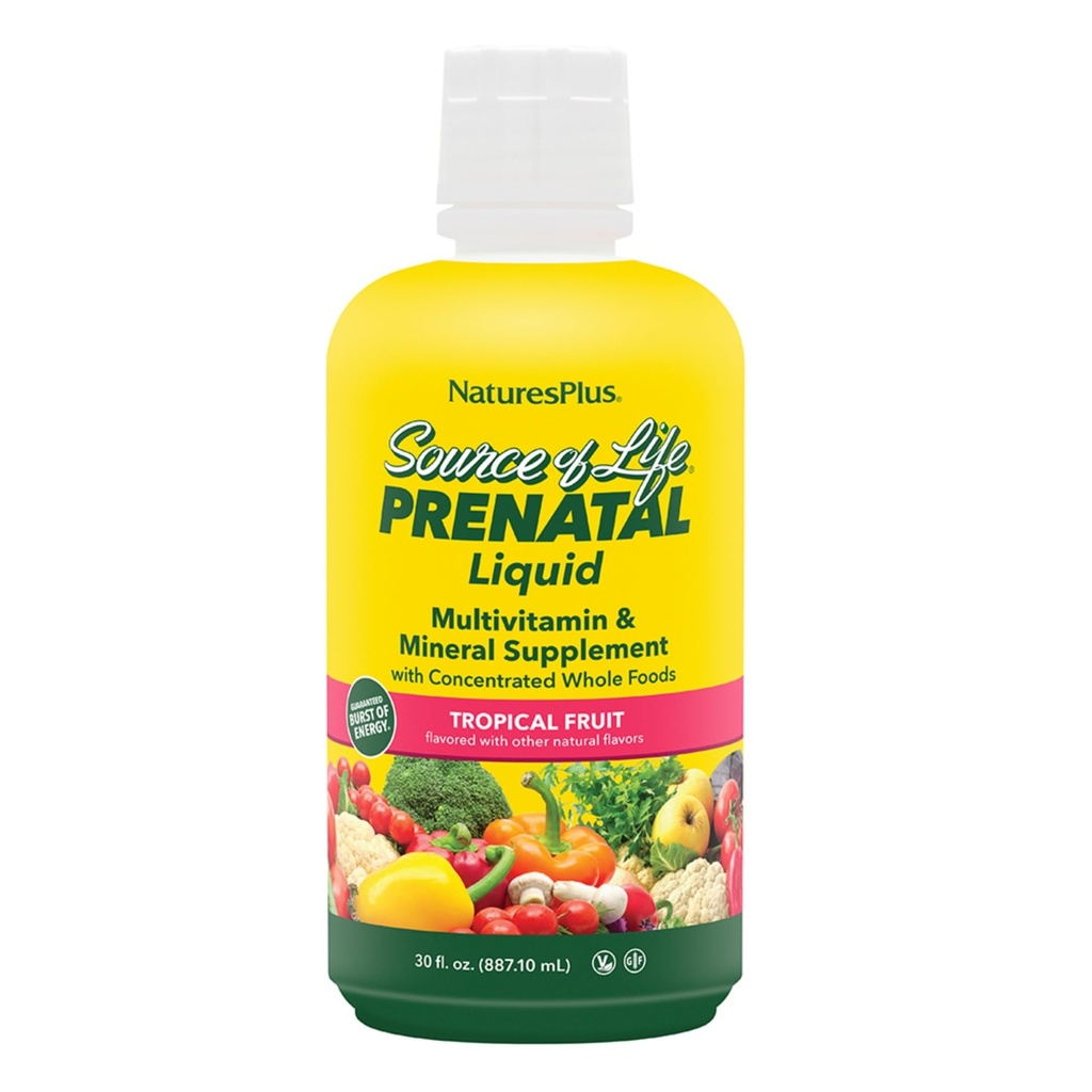 产前液体、热带水果-30 fl oz-多维塔明和矿物补充剂-怀孕期间营养支持-无葡萄糖、蔬菜-30种服务