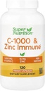 Super Nutrition, C-1000 & Zinc Immune, 季节性支持公式 *, 抗氧化剂保护 *, 120日供应(包装5月 Vary)