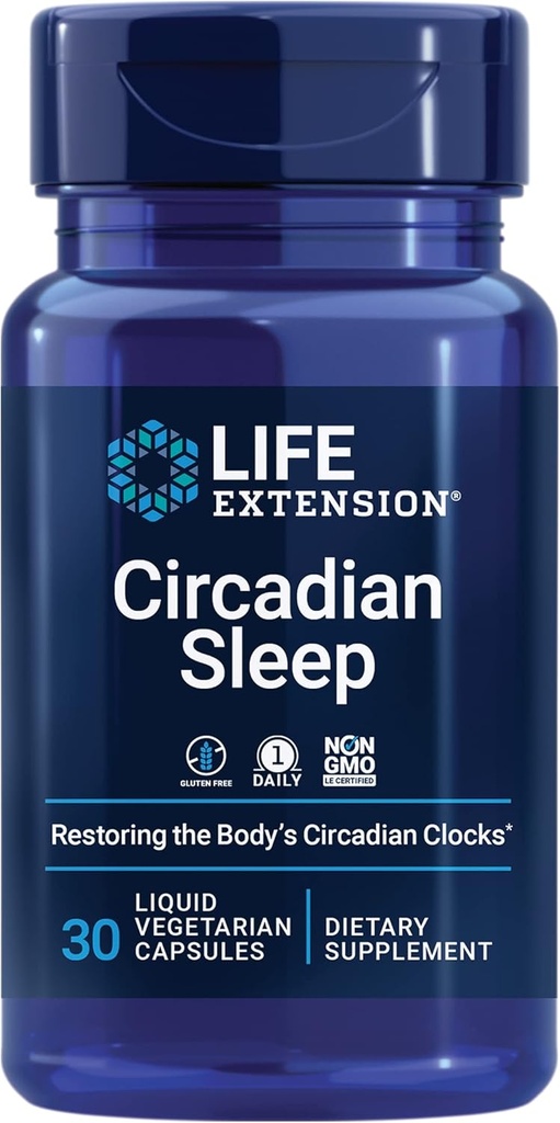 生命延伸环形睡眠、诺比勒廷 Citrus 提取、睡眠支持、睡眠健康、恢复身体睡眠-怀克循环、1.5 mg melatonin、Gluten Free、N-GMO、蔬菜、30 液体卡普尔