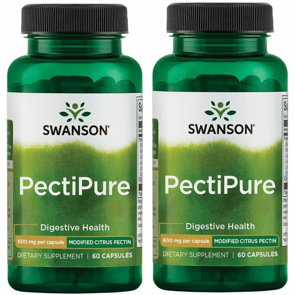 Swanson PectiPure经修改的Citrus Pectin-支持消化型健康和细胞型健康服务,至少82%的Galactoronic酸-自然健康补充剂(60个Capsules,每包600毫克)