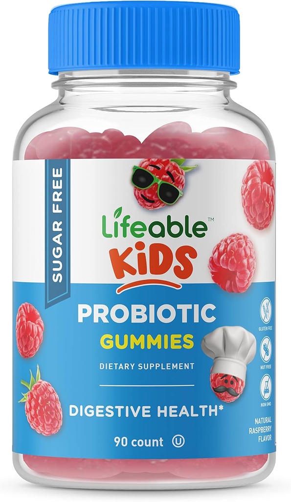 儿童可活性无糖抗生素 – 极品味天然Flavor Gummy 补充 Chewable – GMO Free, Vegetarian, Gluten Free – Gut Health and Immune Support – 儿童90 Gummys