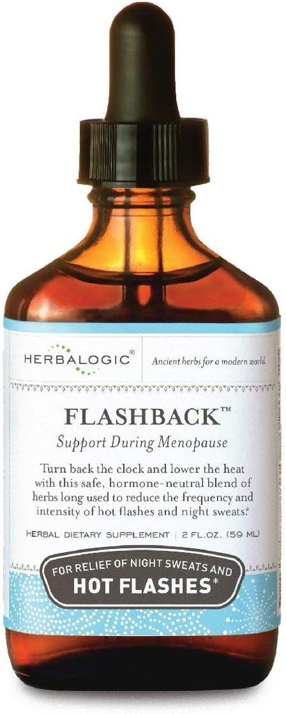 Herbalogic - Flashback Liquid Herb Drops - Menopausals Hot Flashes, Night Sweats, Sleeply, Iritability & Mood Swings - 2 Fl. Oz. (原始内容存档于2018-03).