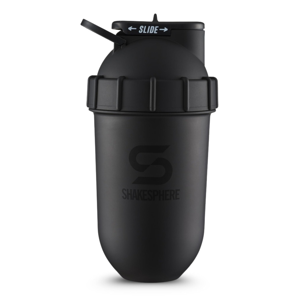 SHAKESPHERE 摇摆瓶 - 24oz Leak Proof 蛋白质摇摆瓶用于前期工作,平滑,以及粉末饮用混合剂,无BLADE 混合剂用于Gym,无BPA,轻松清洁和易于携带(Matte Black)
