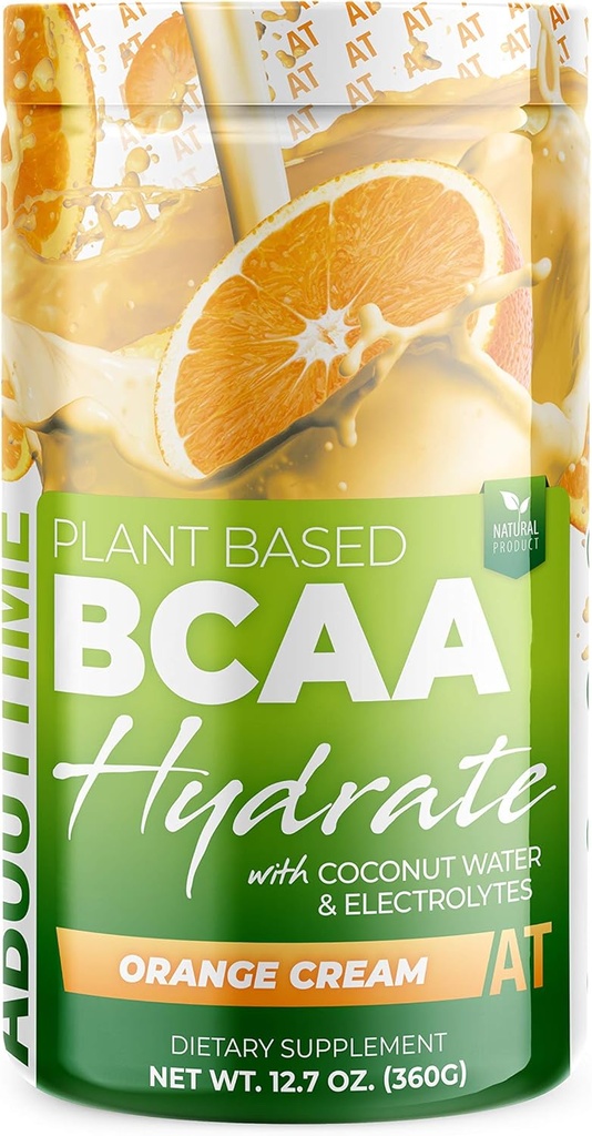 关于时间 BCAA 水化粉 橙汁 含L-Glutamine & Electrolytes, 非GMO, Gluten Free, Monk水果,椰子水, 20种服务