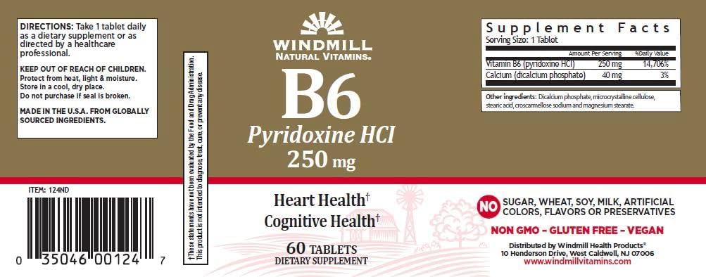 包装3 EACH WM VITAMIN B-6 250MG 60's PT3504600124 [健康与美