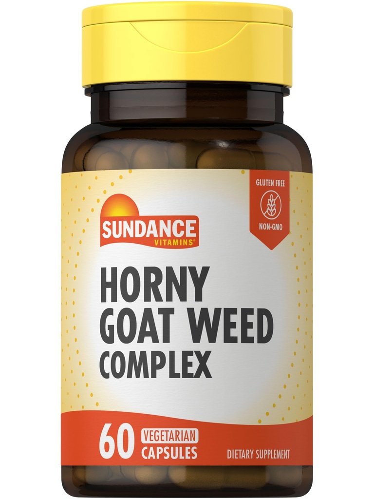 Sundance Horny Goat Weed Complex QQ60 Capsules 与麦卡,Tribulus Terrestris 和 L-Arginine QQ 蔬菜,Non-GMO & Gluten 免费补充