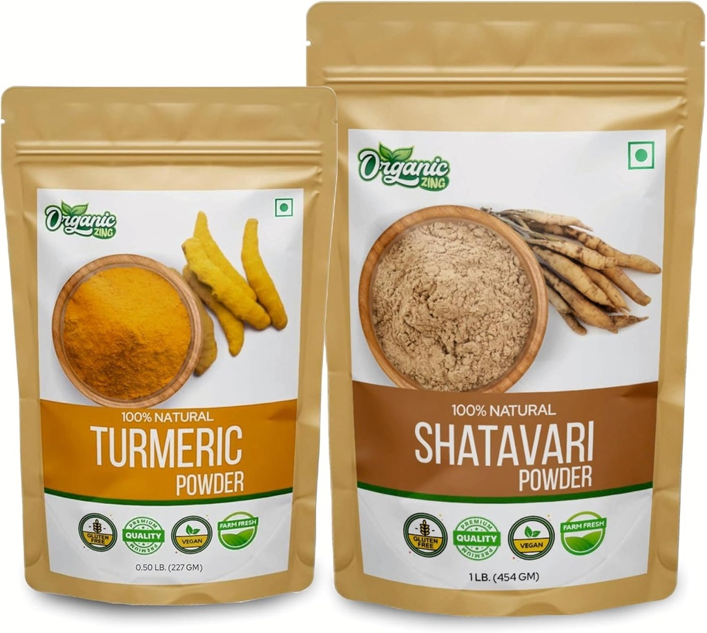 ORGANIC ZING Shatavari- 454g & Turmeric 粉末-227g