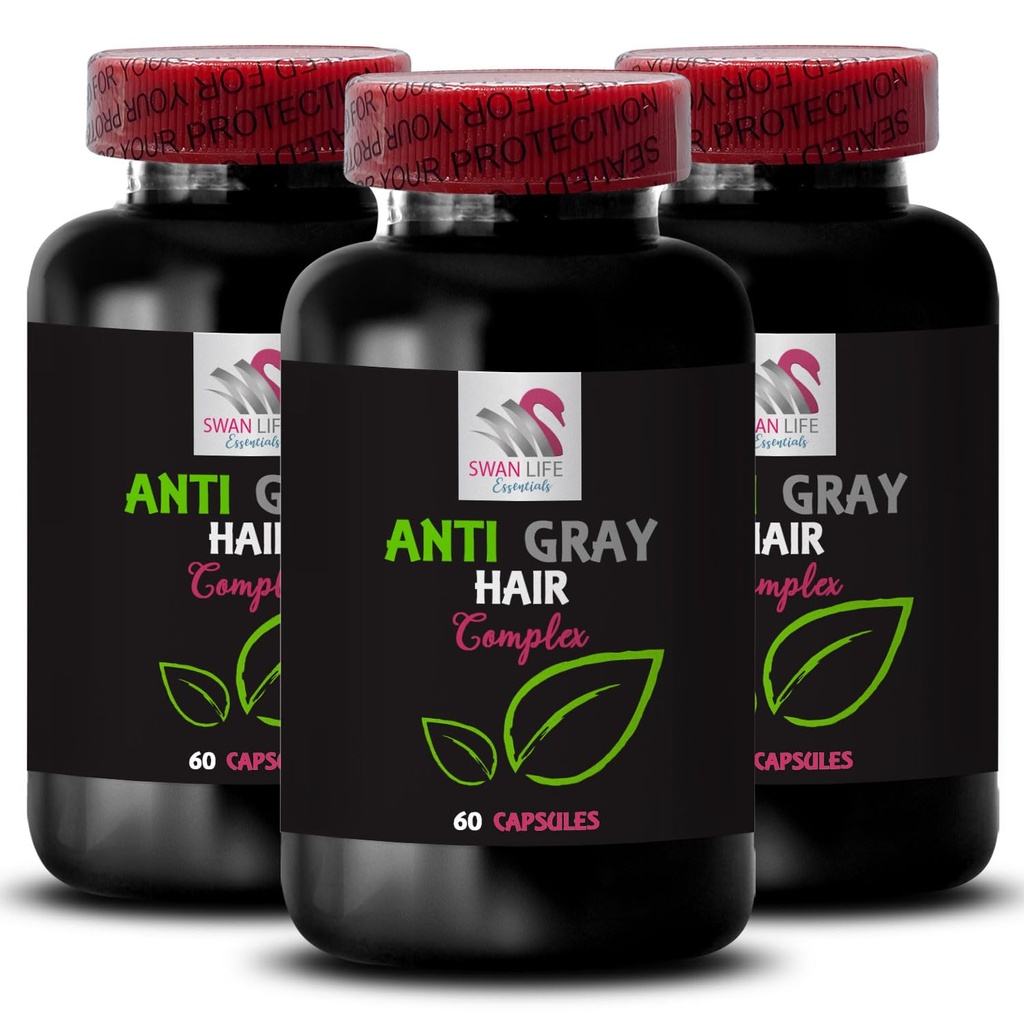 反灰发胶囊 - ANTI GRAY HAIR COMPLEX - 振动色,灰发溶液,颜色复醒,自然色调,发色复兴,新鲜色调,灰发支持3瓶180卡普苏尔.