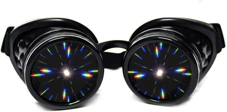 GloFX 黑色添加 Diffraction Gogles, 叮当镜头, 限量版 – Raves, EDM 节日附属器件, 光亮展, 俱乐部, 音乐会服 - 3D 彩虹棱镜分形卡莱多镜