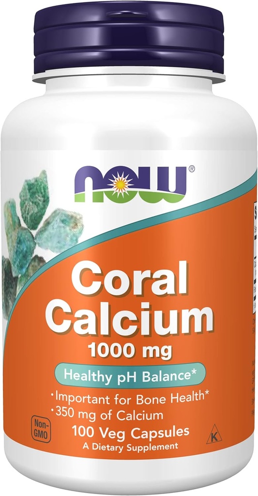 Now 珊瑚钙1000mg, 100 Capsules (2包)