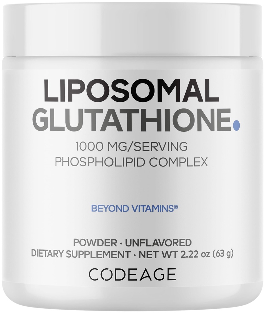 代号: Liposomal Gluutathione 粉末 - 1 000 mg Vegan 减少 L-Glutathione / service, Liposomal 交付 - 2-Month 供应 - 不受欢迎 - 磷脂 - 非GMO Gluten-Free - 2.22 Oz