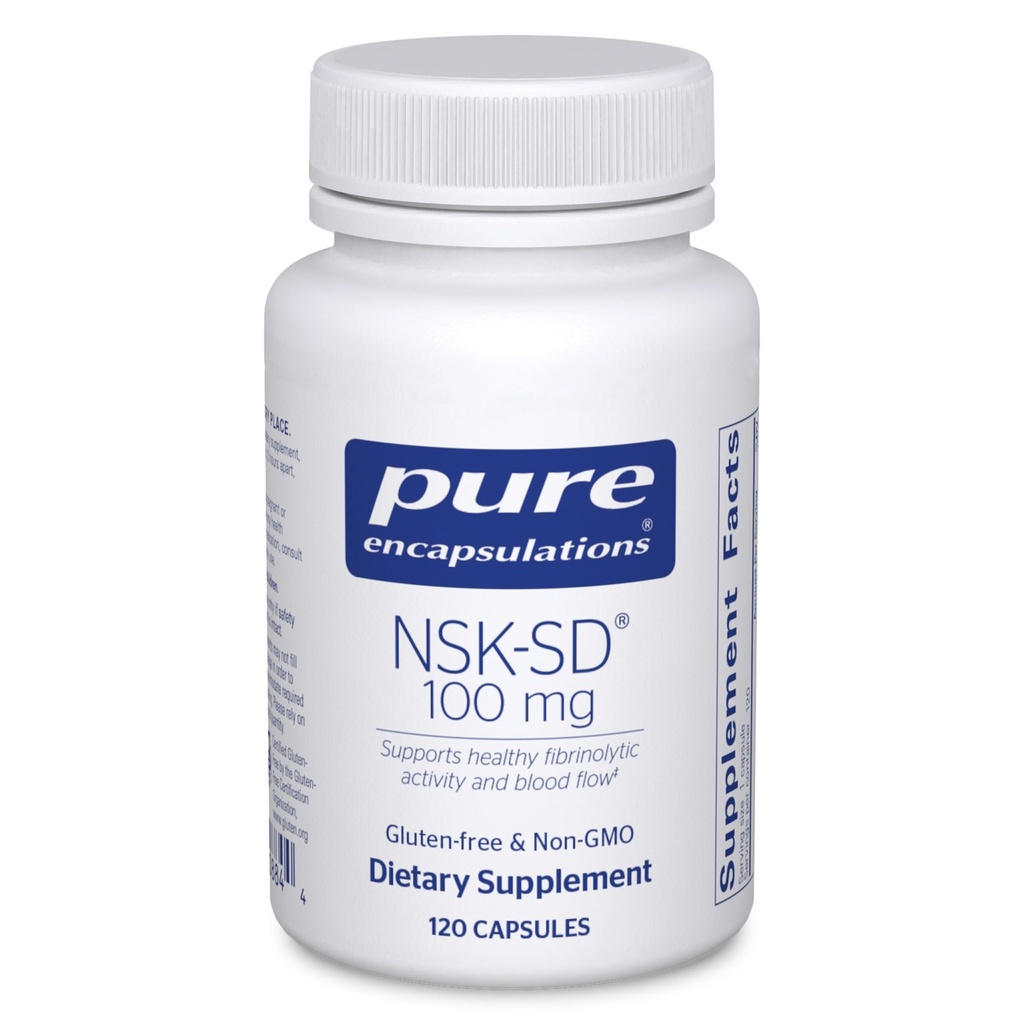 纯封装NSK-SD - 100 mg Nattokinase - 用于正常血液循环 - 支持纤维分析活动* - Gluten Free & Non-GMO - 120 capsules