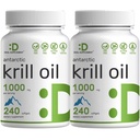 DEL Supplement 2 Pack Atlantic Krill Oil, 1000 mg per service, 480 Softgels – 不含汞,无鱼味 – 富含Omega-3s, EPA, DHA, Astaxanthin, & Phospolipids – 非GMO, No Gluten