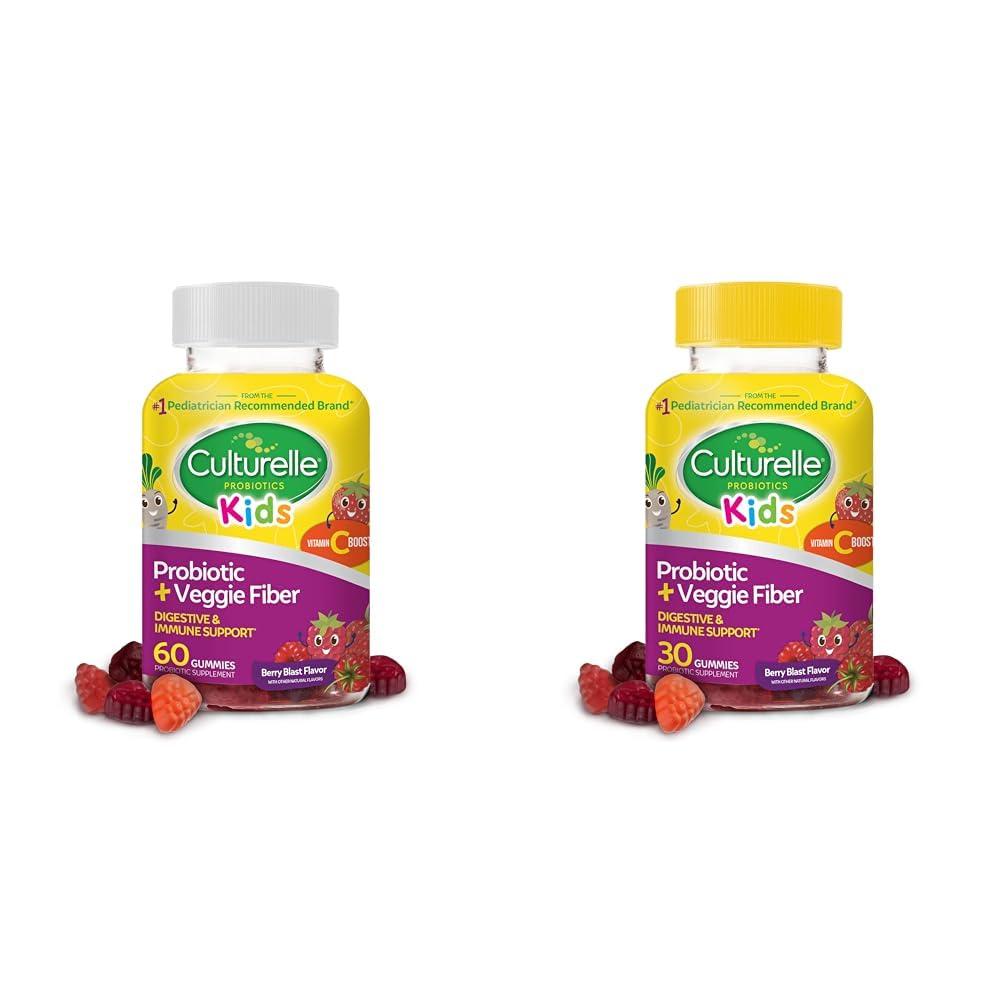 文化儿童日报 " Probiotic " + " Veggie Fiber Gummys " (60和30 Counter) - Berry Flavor, 消化和免疫健康支助