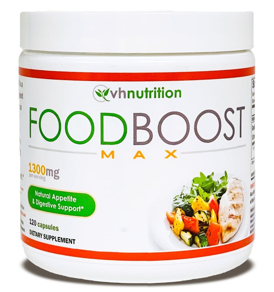 VH 营养 QQ食品 Boost MAX QX 1300mg Appetite 兴奋剂* 重量增益药丸* 男女 与Gentian, Turmuric, Fennel 120 Capsules 共同设计.