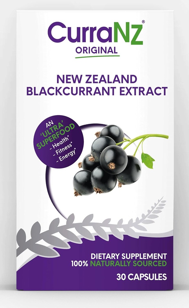 CURRANZ 新西兰黑色曲线提取运动营养卡普尔(英语:Blackcurrant) 肌肉恢复卡普尔(英语:Muscle Recoveration) 耐力性能卡普尔(英语:Endurance Per) 或工作后补充卡普尔(英语:Pre or Workout Supplement QQQ Vegan & Cafeine Free) (30 Capsules)
