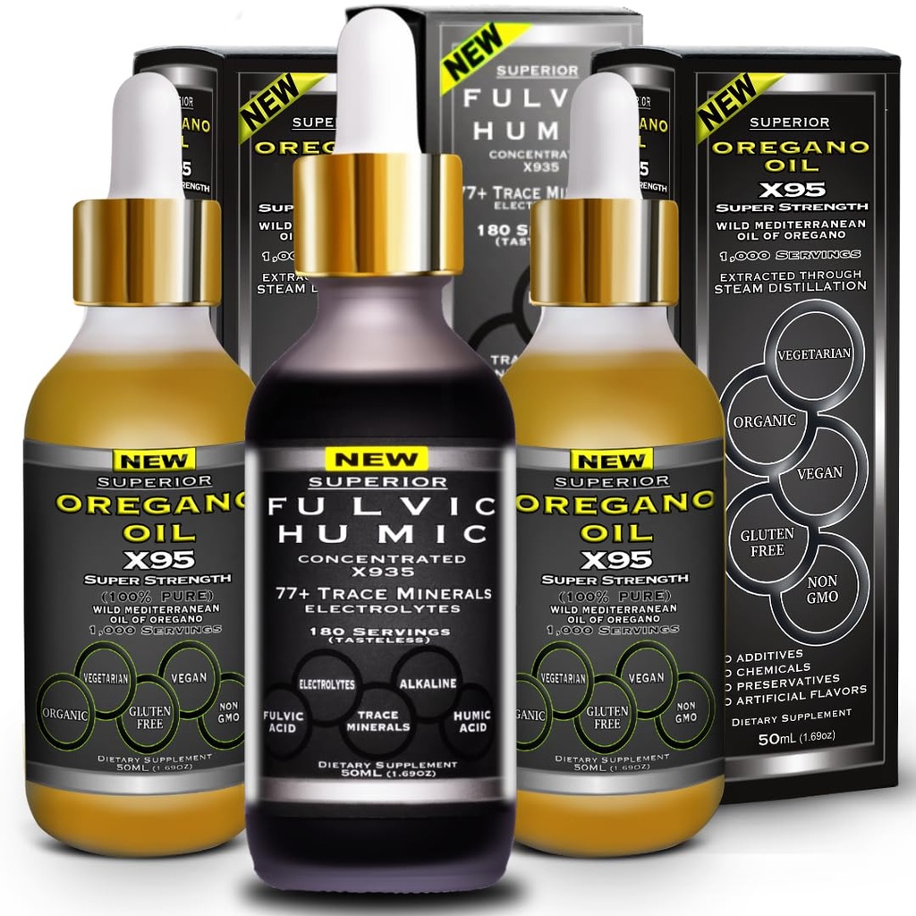 Fulvic Humic Ionic Track 含有电解液的液体补充剂 Plus Oregano Oil Drops 超强超强超强的油,然后 Oregano软胶和胶囊油