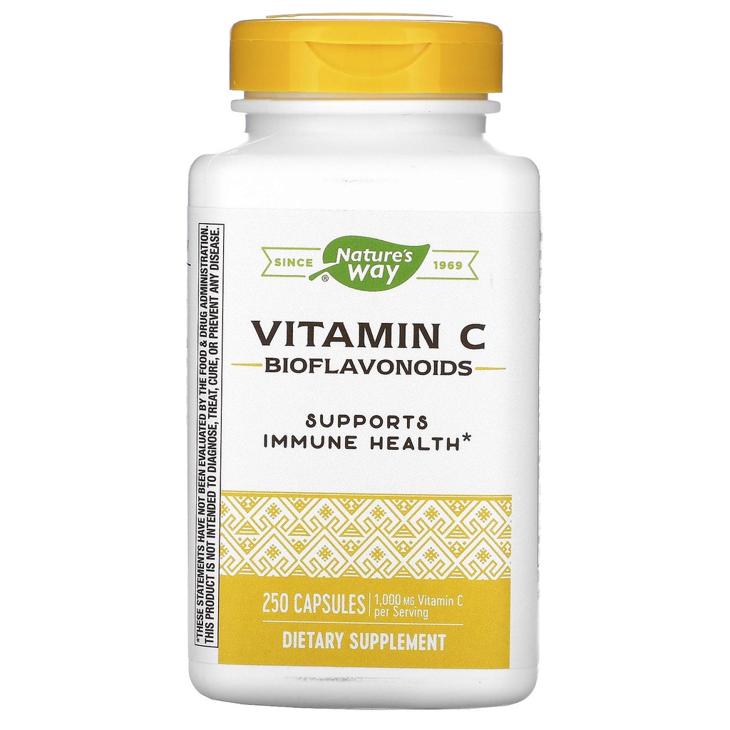 自然维他命 C 配有生物氟化物、免疫支持*、高可能性维他命 C / 双盖服务、促进Collagen*、 千毫克/ 双盖服务、 250个盖(5月 Vary)