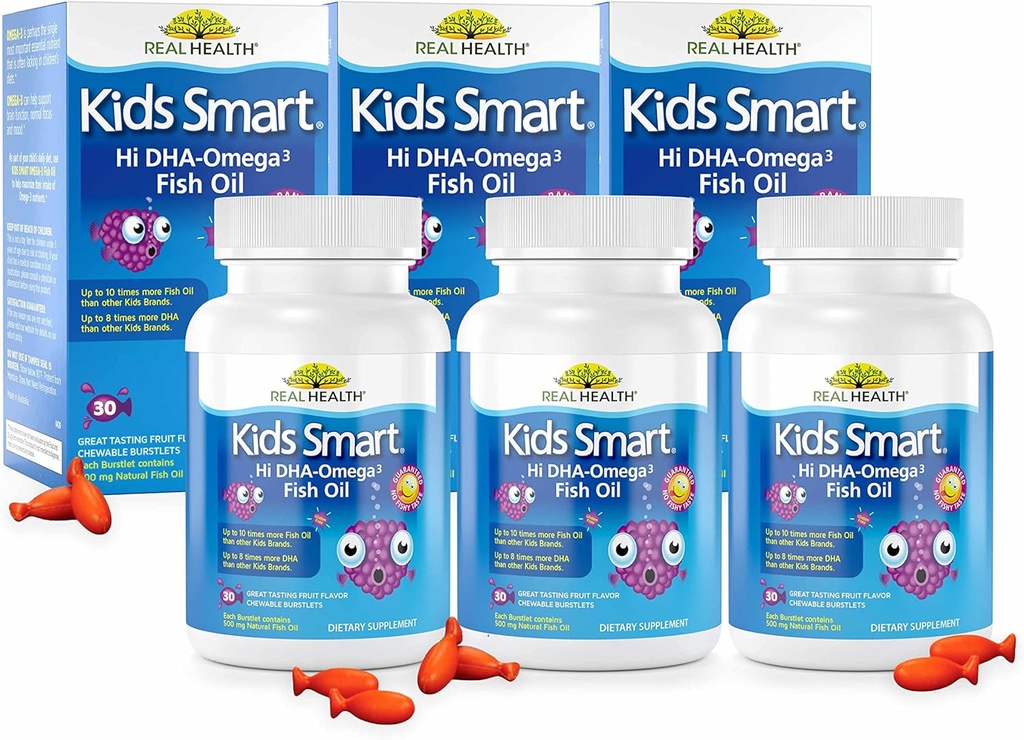 真正的健康 Bioglan Kids Smart Omega 3 Fish Oil, 30 Chewable Burstlets (Pack of 3)