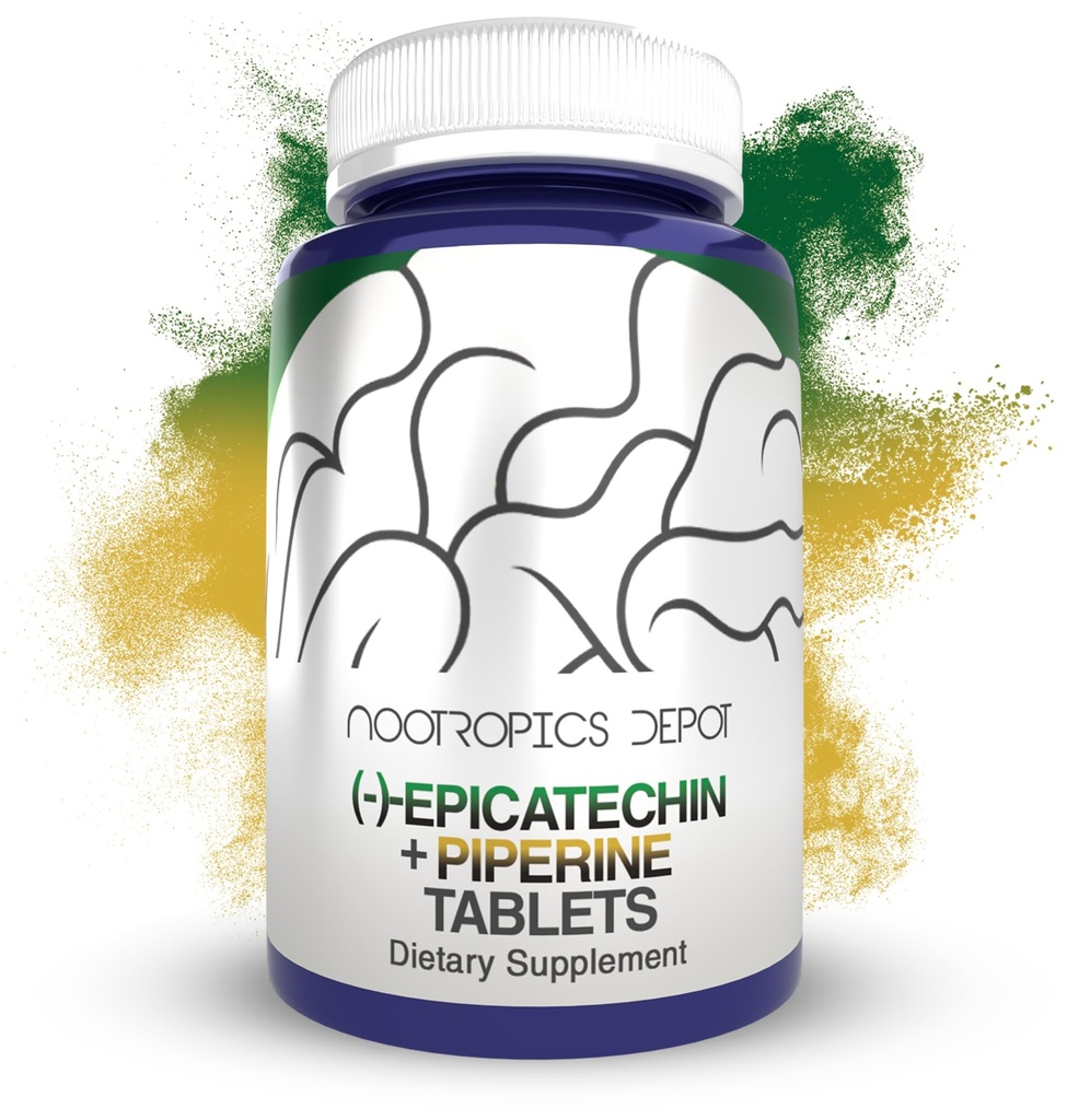 诺特罗匹克蛋白 Epicatechin 片 | 200 mg (−) - Epicatechin + 6 mg Piperine for Biocility → 绿茶提取 → 促进肌肉弥撒,心血管健康和能源 → 30 Count