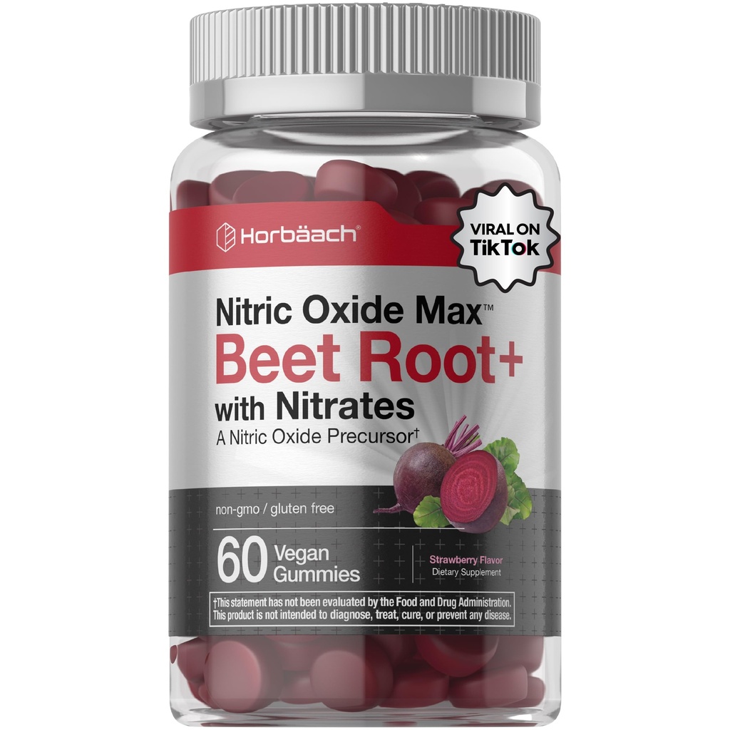 Horbäach Nicric Oxide Beet Root Gummys 60 Counters 与 Nitrates 草莓 Flavor 维加恩, Non-GMO, Gluten Free Supplement 互联网档案馆的存檔,存档日期2013-12-02.
