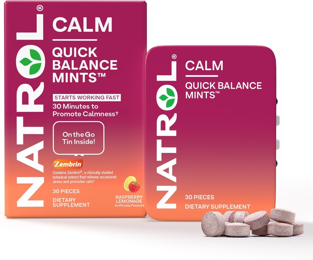 Natrol 快速平衡 冷却薄荷 膳食补充品 Raspberry Lemonade 人工燃烧 30 计数 15日供应