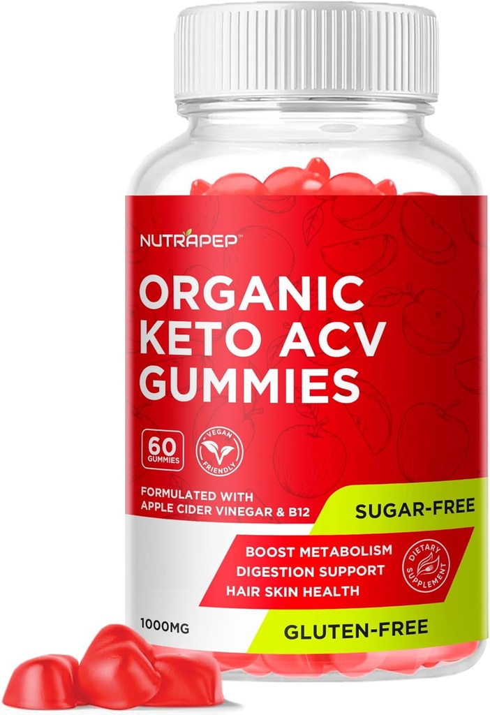 有机 Keto ACV Gummys - Gluten-Free & Sweet-Free Apple 苹果苹果苹果苹果醋增生(1000MG) 女性男性(1000MG)