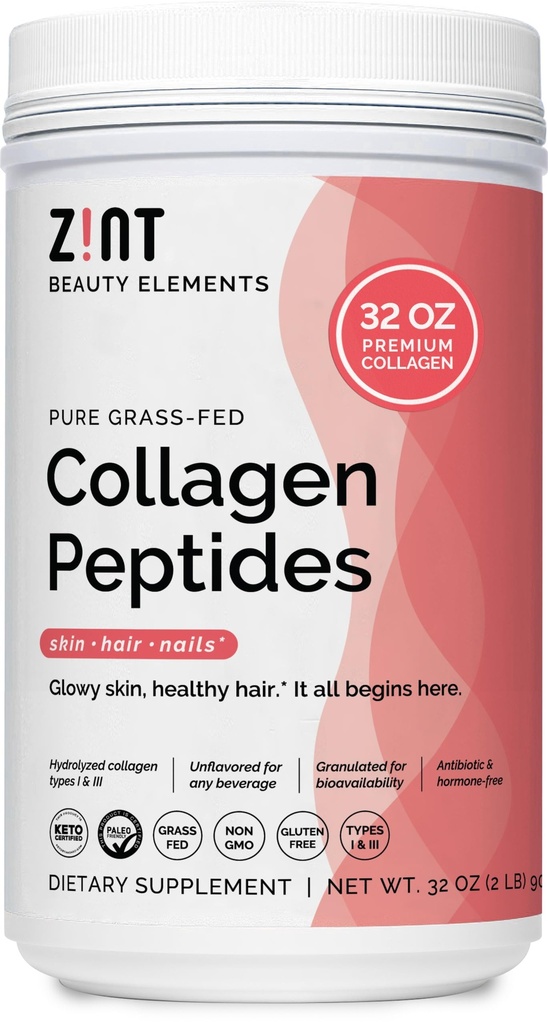 Collagen Peptides Powder XL (32 oz): Paleo & Keto 友好的草药水解 Collagen 蛋白补充剂 - 无味,非转基因(包装May Vary)