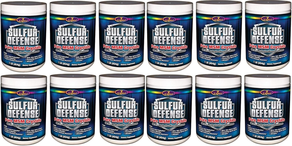 7 Lights Sulfur Defense,纯99.9% MSM(甲基苯丙胺) Crystals, 1英镑,Case Pack of 12