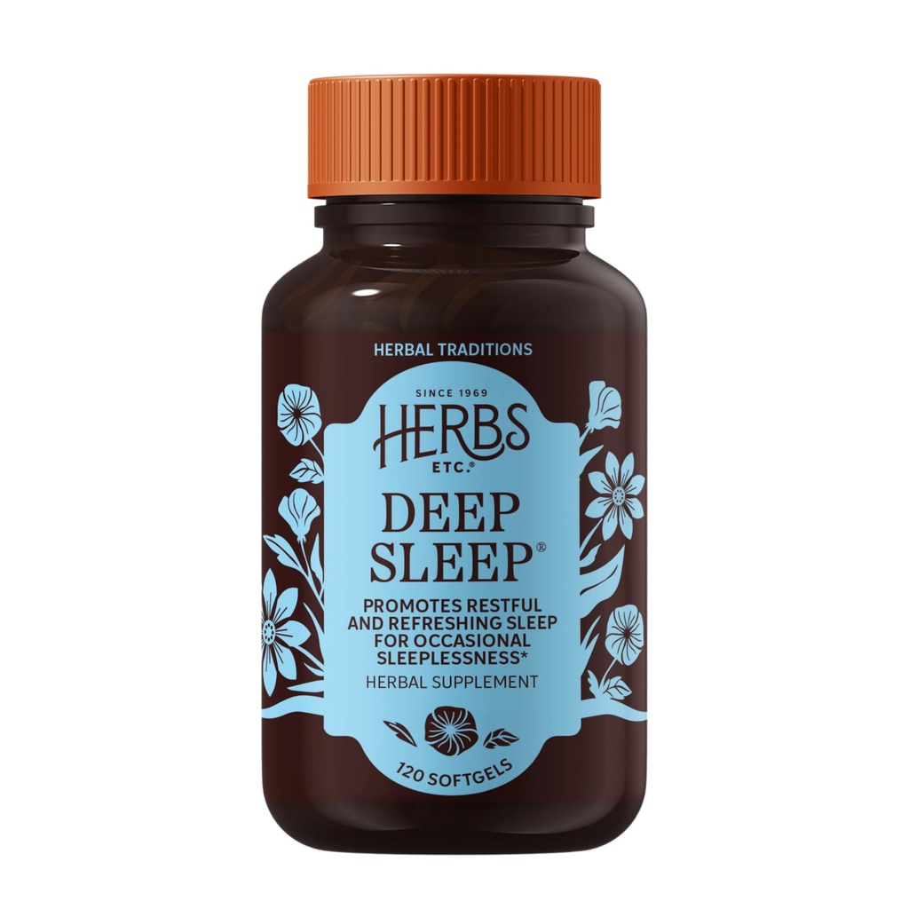 草药 Etc. Deep Sleep Softgels - 草药睡眠支持补编 - 用Passionflower, Chamomile & Lemon Balm - 120 Softgels (120 services) 休息和镇定支持