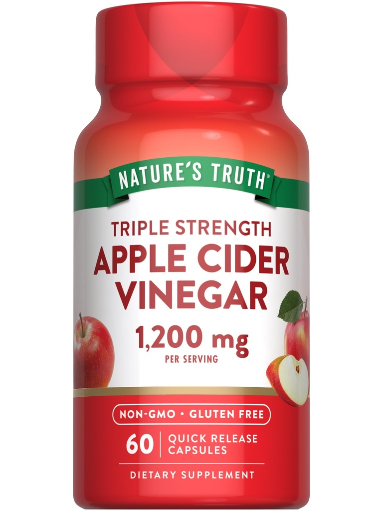 Nature's Truth Apple Vider Vinegar Capsules QQ 1200mg QQ快速发布药丸 QN-GMO & Gluten 免费补充