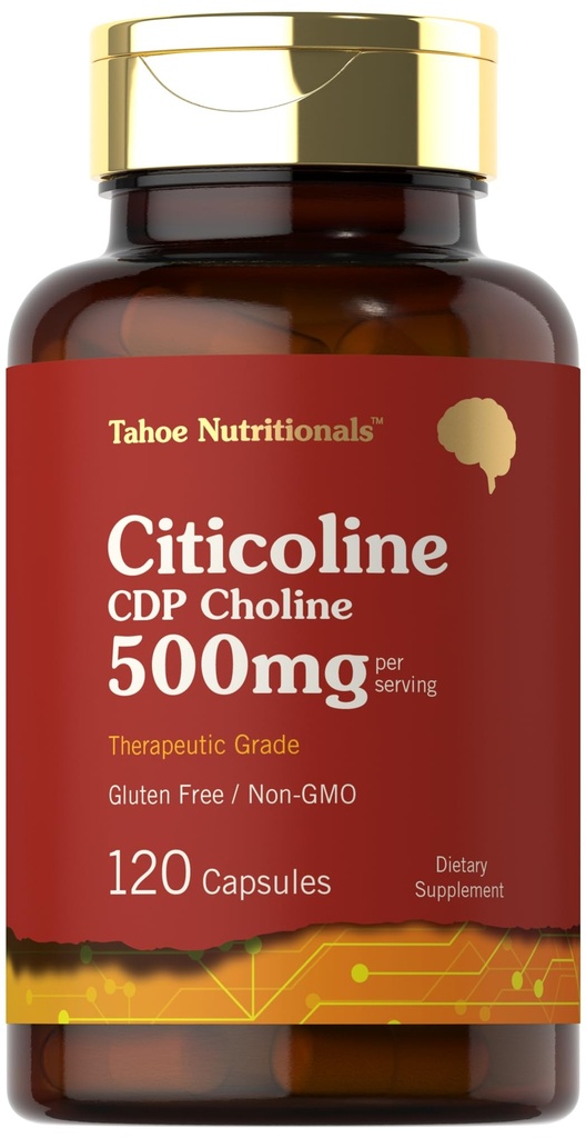 Tahoe 营养学 Citicoline 500mg 120 Capsules CPP 选择性补充 治疗学分 免费Gluten 非GMO