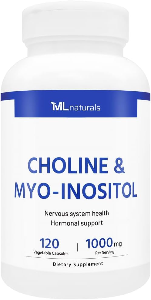 ML Naturals Choline & Myo-Inositol 120 蔬菜盖,NSF-验证和cGMP-Compliant