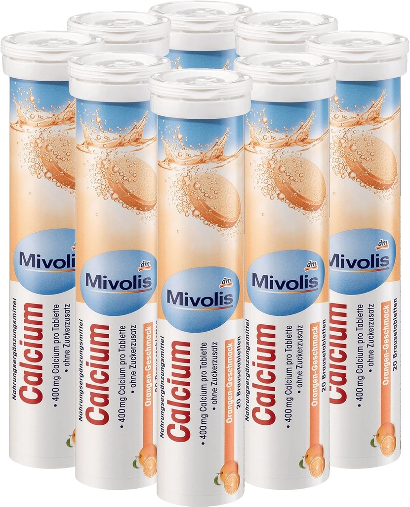 Mivolis Calcium effervescent 碑文 - 饮食补充 8 管x 20 pcs - 德国