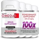 CLINICALLY 证明 (4-Month Supplement) 脑部补充剂 抗衰老,记忆药丸,Omega 5 Pomegrant 补充剂,4瓶60克特