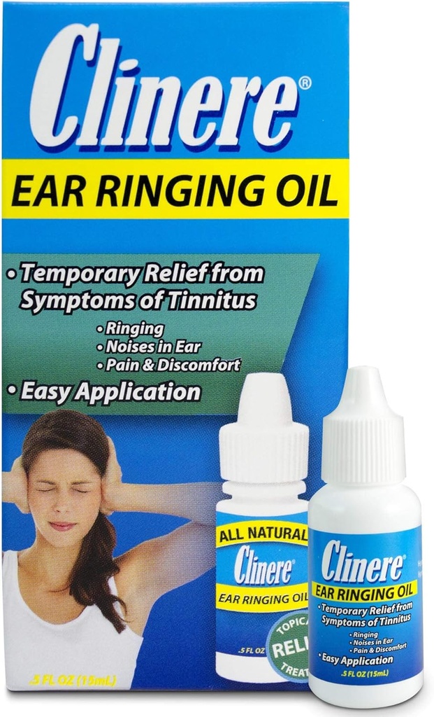 Clinere Ear Ring Oil Relief, Ear Drops to help stop ring in the Ears, Tinnitus Relief, 耳部噪声, 疼痛和不适, Relieves Ear Ring, Buzzing, 点击霍莫病油, 5 fl