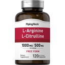 Piping Rock L-Arginine L-Citrulline Supplement 1500 mg | 120 Capsules | 自由形态药丸 | 男 女 | 非 GMO, Gluten free