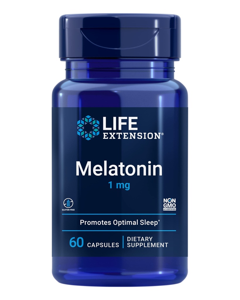 生命延长(Melatonin) 1毫克 -- -- 用于静夜、荷尔蒙平衡和免疫健康 -- -- 立即释放 -- -- 无葡萄糖、非GMO -- -- 60卡普尔